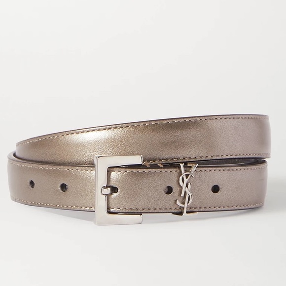 Yves Saint Laurent Accessories - YSL Saint Laurent Skinny Metallic leather Belt